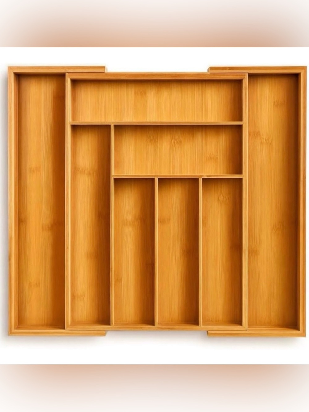 100% Bamboo Expandable Drawer Organizer - Natural Bamboo Kitchen Storage